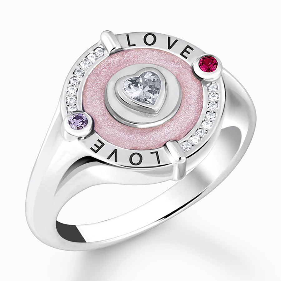 Thomas Sabo pink tűzzománc szív gyűrű - TR2447-390-9-56